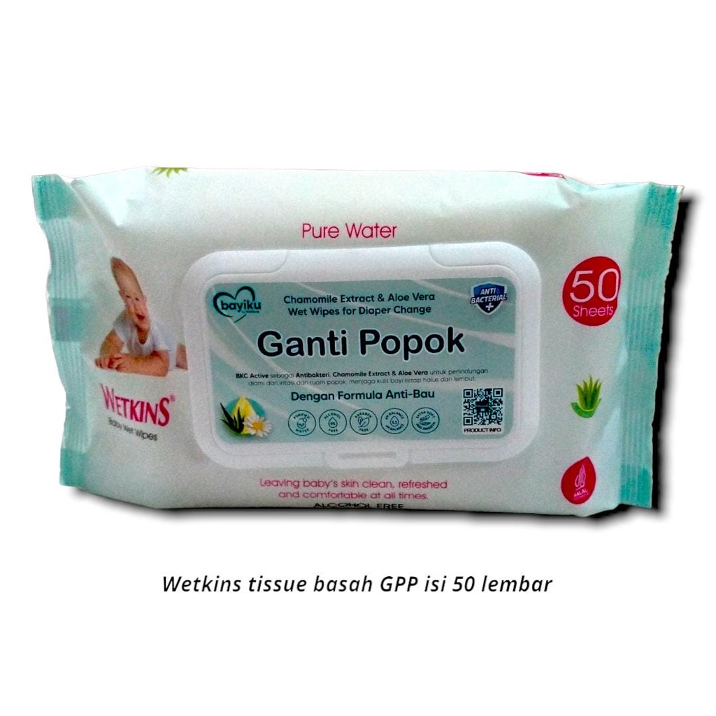 TISU BASAH BAYI WETKINS GANTI POPOK BABY WIPES  50'S SET 2 PAK