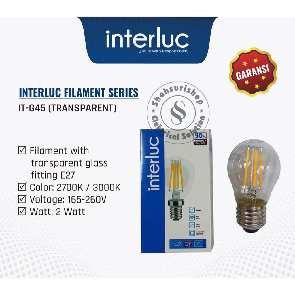 INTERLUC LED FILAMENT 4 WATT G45 SNI