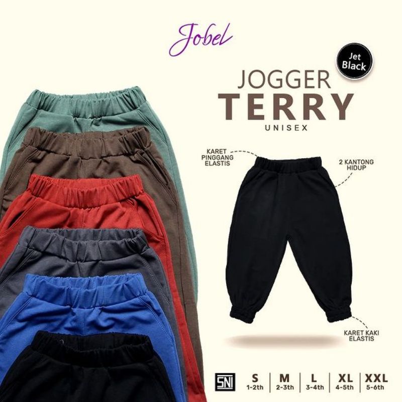 Kazel Jobel Jogger Terry Celana Panjang Unisex 1-6 Tahun