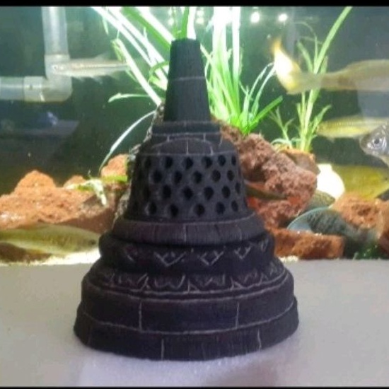 STUPA CANDI BOROBUDUR 12CM BAHAN BATU ALAM TERMURAH