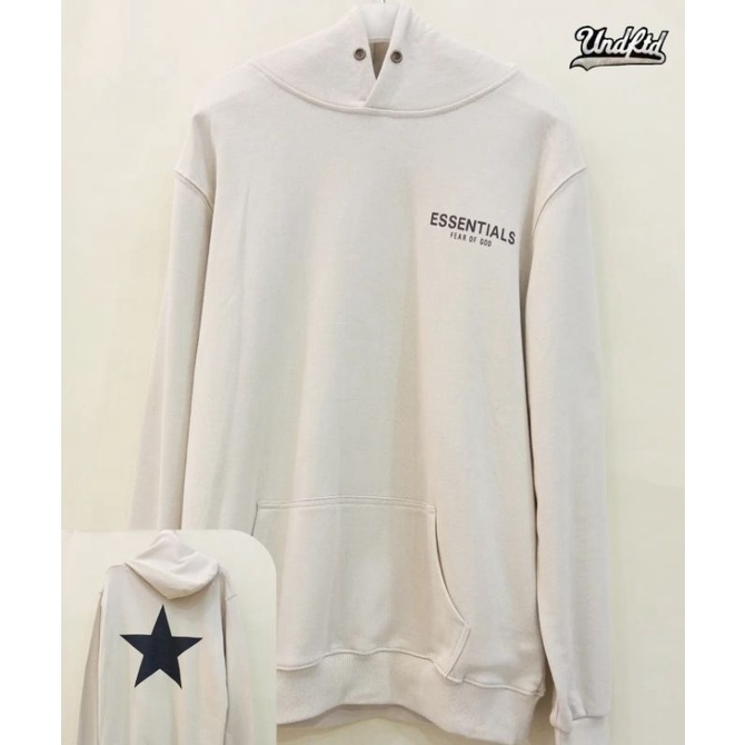 Fear Of God Essentials Back Star Hoodie-Cream/Black