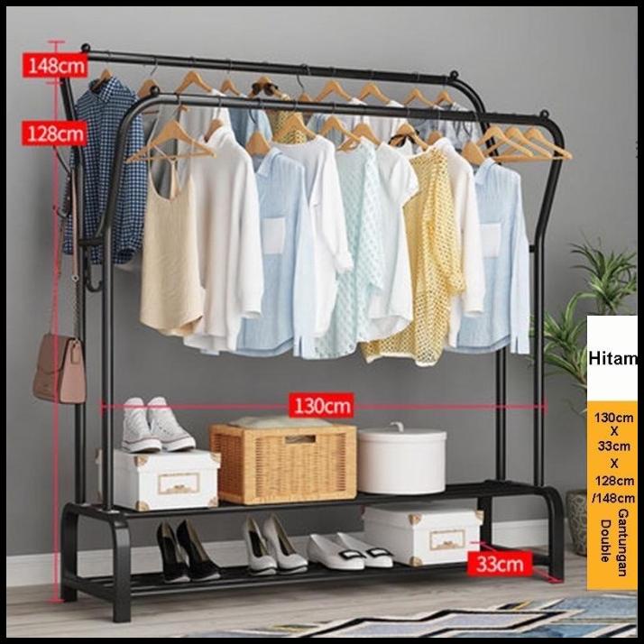 Rak Jemuran Baju Lipat Gantungan Baju Besi Lipat Stand Hanger Pakaian