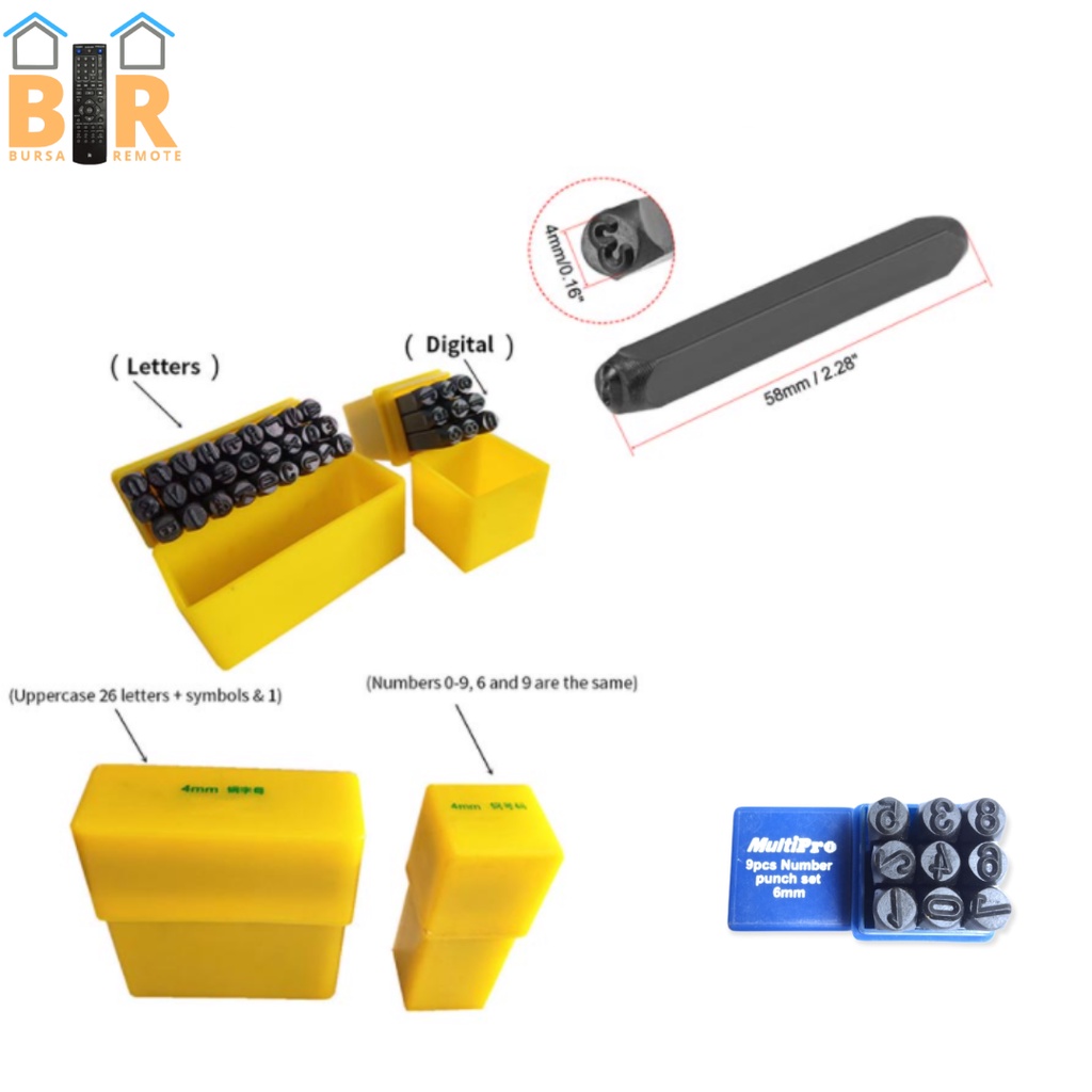 Alat Ketok Huruf Dan Angka Letter A-Z Number Steel 0-9 Stamp 3MM - 12,5MM