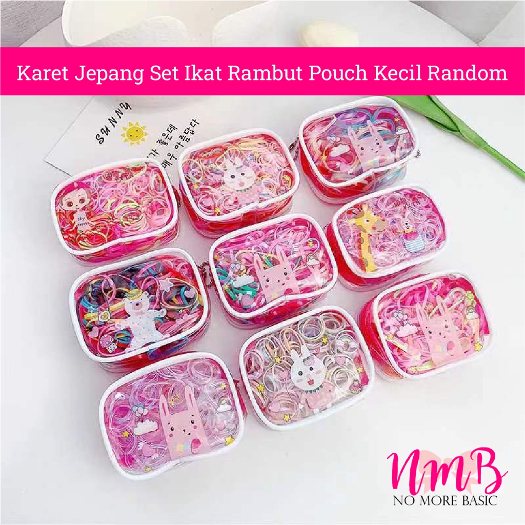 Karet Jepang Set Ikat Rambut Pouch Kecil Random