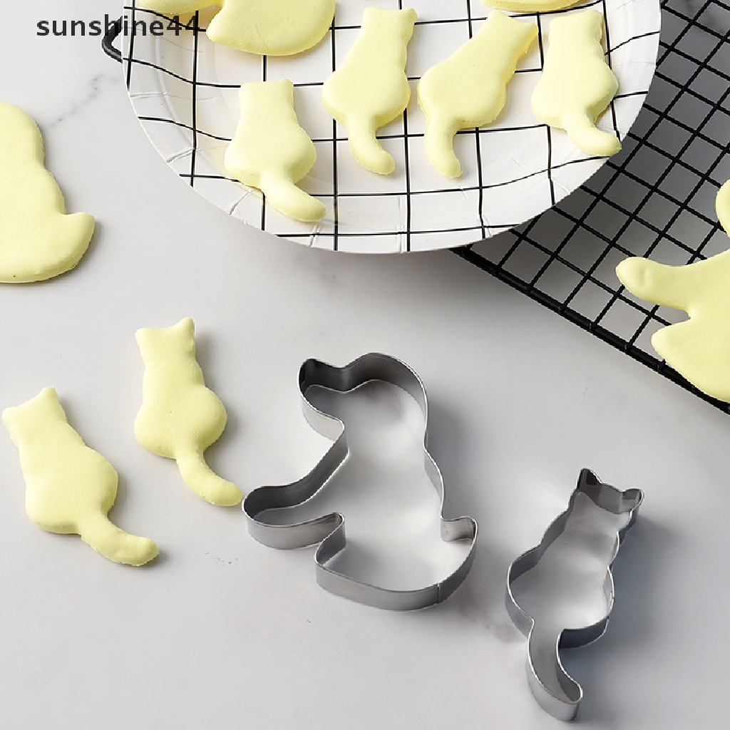 Sunshine 2Pcs Cetakan Kue Kering Bentuk Anak-Anak Rumah Baking Bentuk Hewan Cetakan Stainless Steel.