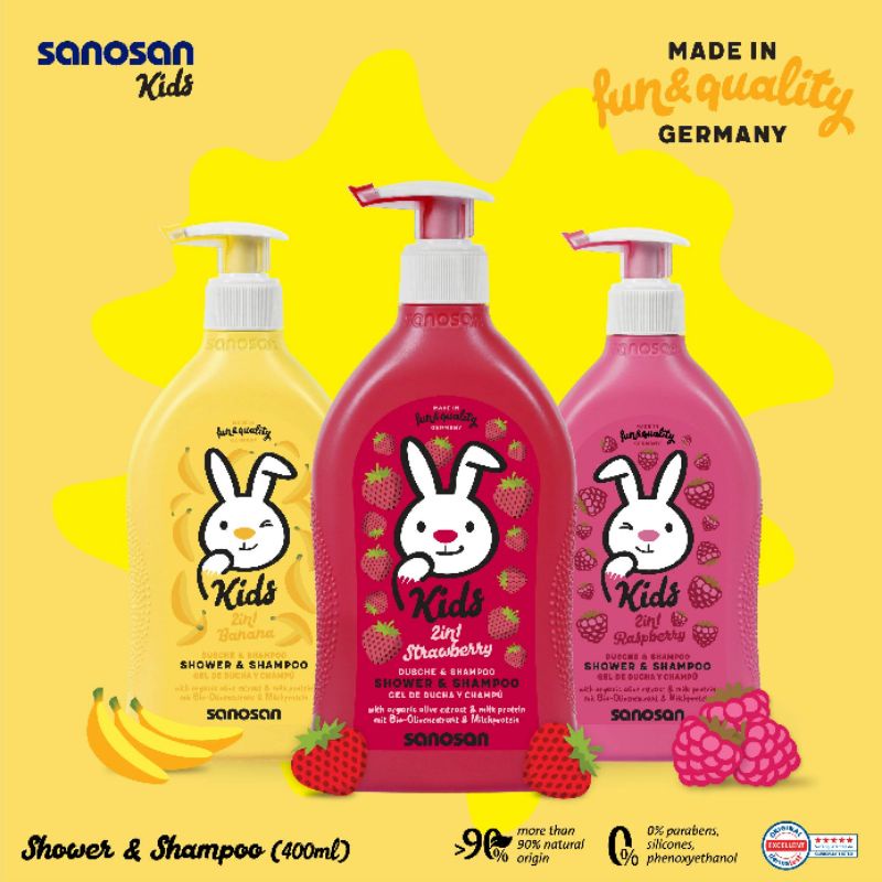 Sanosan Kids Shower &amp; Shampoo Sabun Mandi Anak Shampo Anak 2 in 1 Sanosan Kids Easy Comb Vitamin Rambut Anak Skincare Anak 125ml / 200ml / 400ml