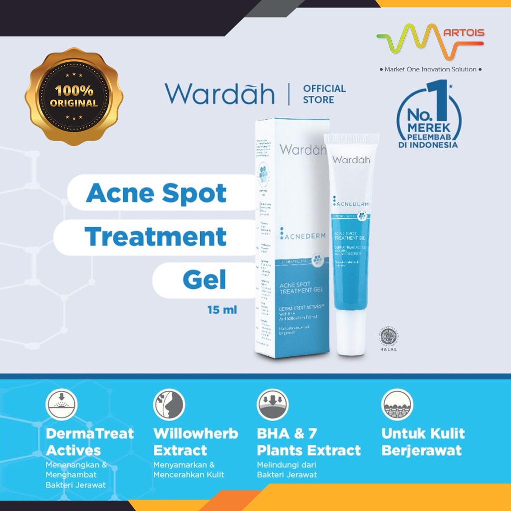 Wardah Acnederm Acne Spot Treatment Gel 15ml / Totol Jerawat