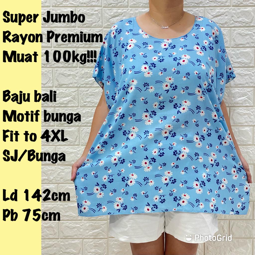 BAJU BALI SUPER JUMBO MOTIF BUNGA FIT TO 4XL RAYON PREMIUM MUAT 100KG!!!