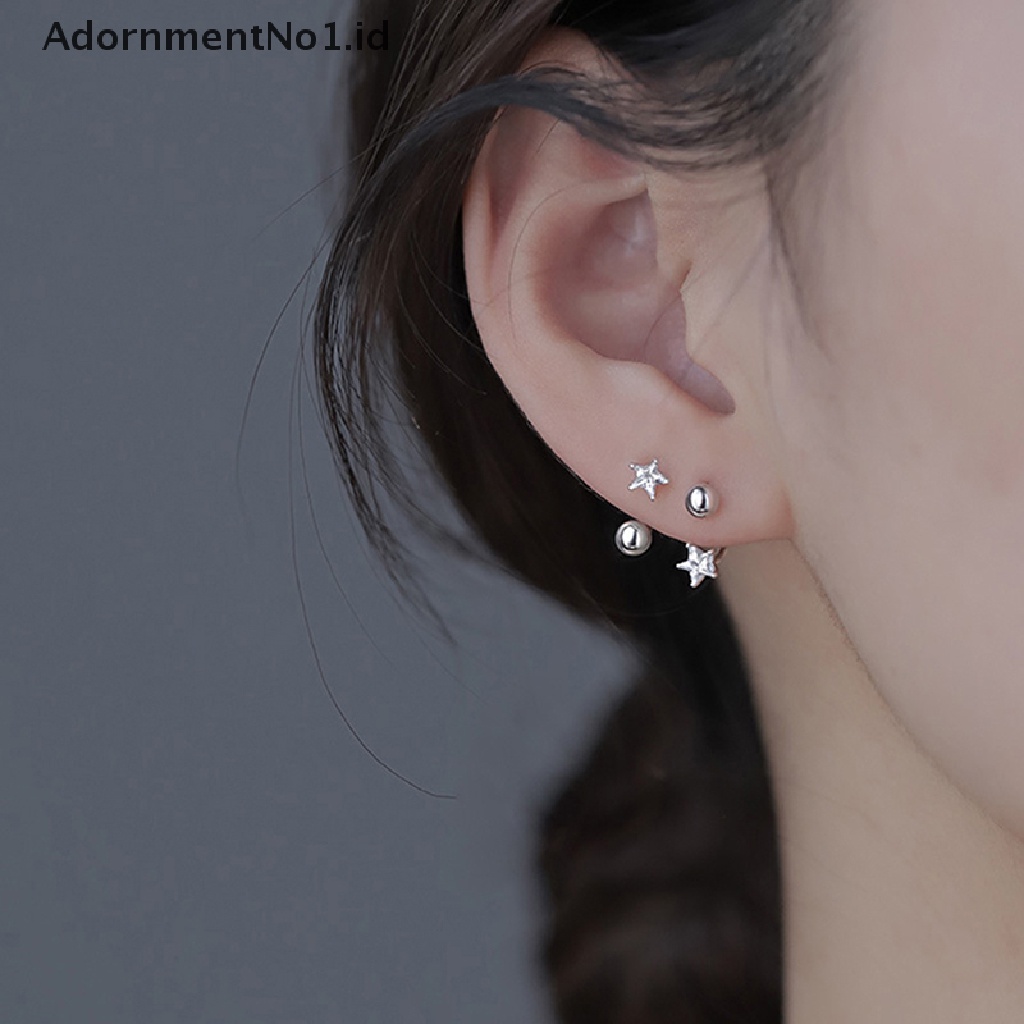 [AdornmentNo1] 2pc Stainless Steel Warna Emas Minimal Kristal Bintang Telinga Giwang Anting Wanita Korea Helix Studs Tragus Cartilage Jewelry [ID]