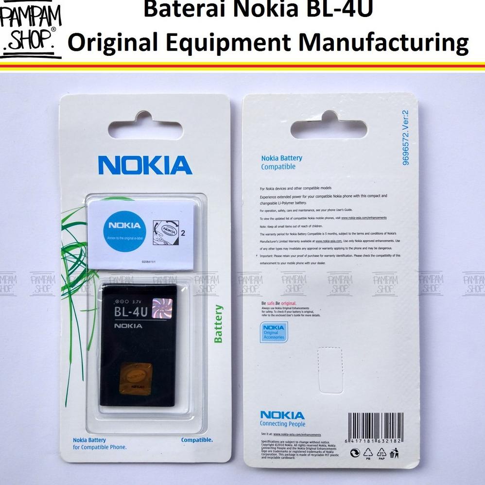 JMD.05Ja23ᴹ • Baterai Nokia Asha 210 3 3 311 501 BL4U BL-4U Original OEM Batre Batrai BL 4U