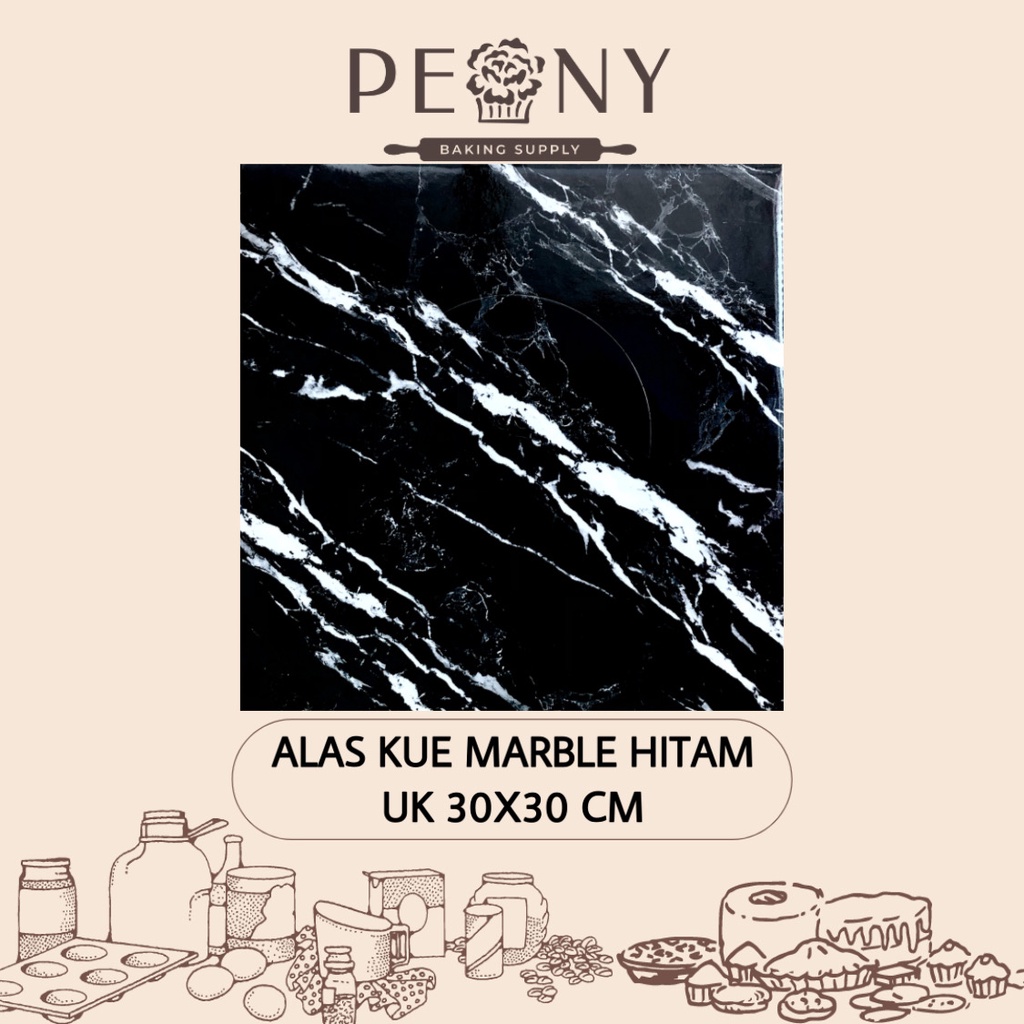 ALAS KUE MARBLE PUTIH, HITAM 30X30 CM (1 PCS)| GROSIR MIN.10 PCS