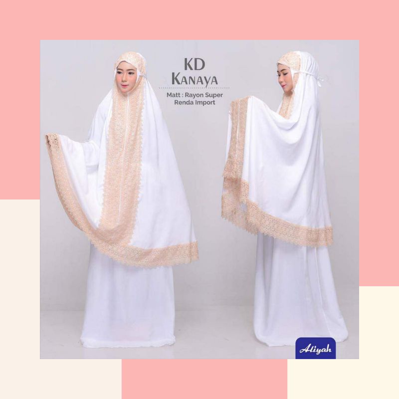 mukena KD kanaya putih polos renda mewa jumbo dewasa aliyah mukena umroh premium rukoh dewasa jumbo 