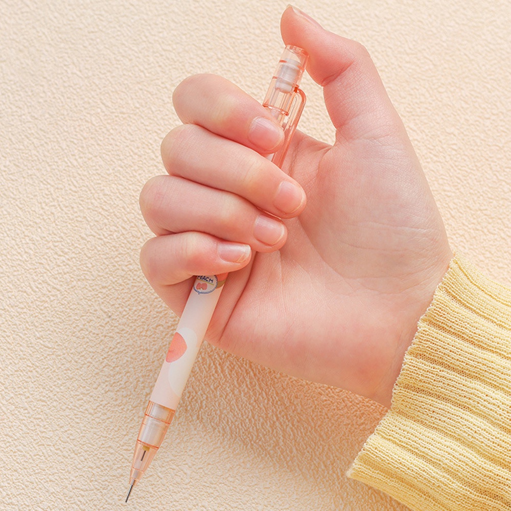 Pulpen Kantor Sekolah Gaya Acak Perlengkapan Kawaii Stationery Lucu Peach Pensil Siswa Otomatis 0.5mm Pensil Otomatis Tergantikan