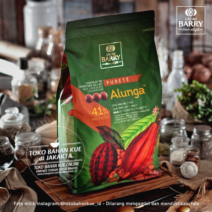 

Cacao Barry ALUNGA 500gr Milk Couverture Chocolate 41% Cokelat Baking