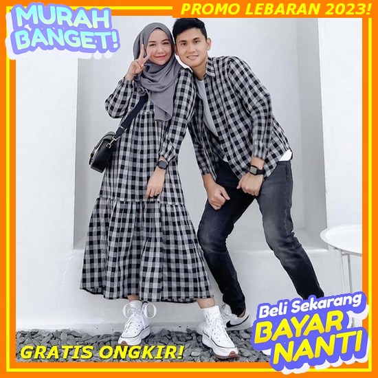 Sarimbit Keluarga / Couole Keluarga Lebaran Lessty By Myzta Cod  Raya Couple Gamis Set Kemeja Setela