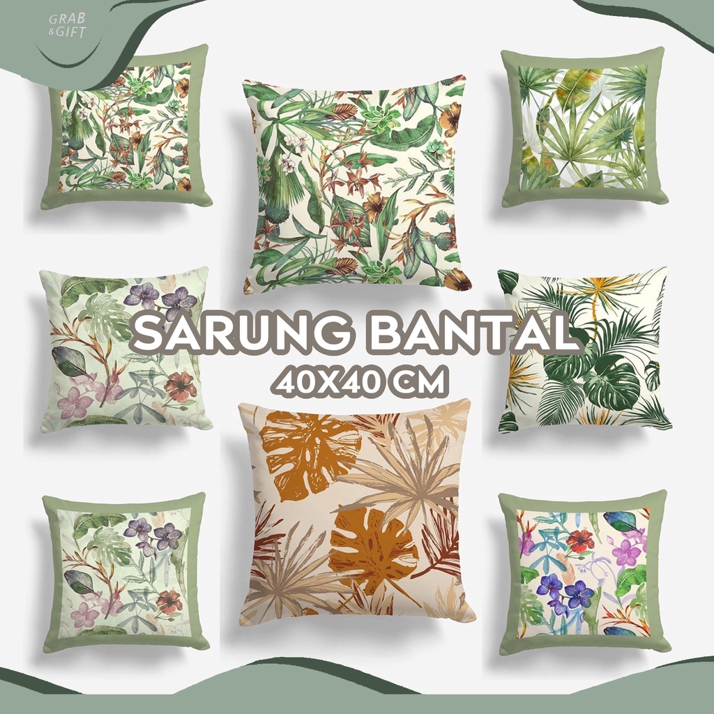 SARUNG Bantal Sofa Print Motif Daun / Leaves / Monstera 40x40 cm