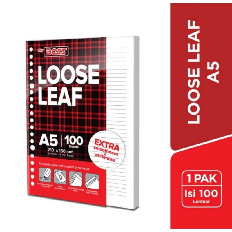 

Kertas Loose Leaf Big Boss A5 100 Putih Bergaris 100 Lembar