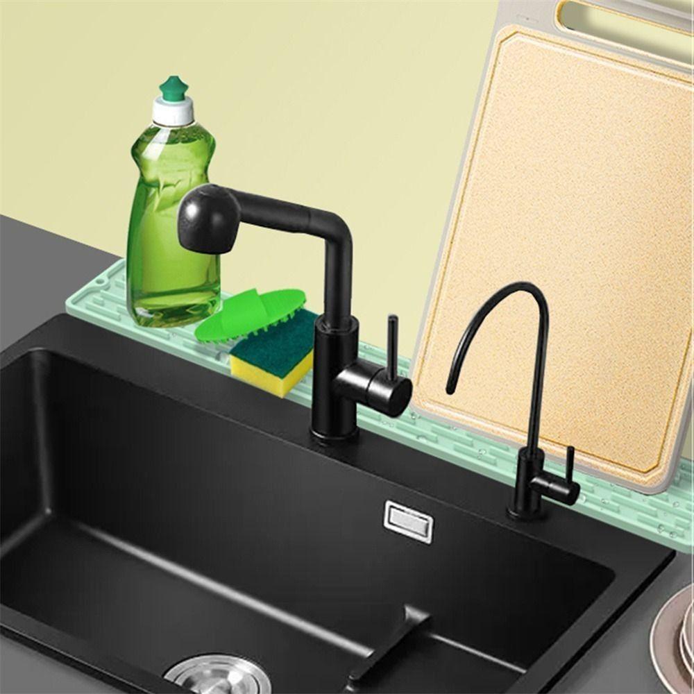 Populer Silicone Faucet Mat Aksesori Kamar Mandi Wastafel Cegah Keran Wraparound Dish Drying Pads Faucet Absorbent Mat