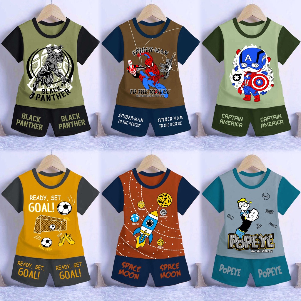 ODOM SETELAN ANAK LAKI LAKI/BAJU ANAK COWOK MOTIF KOMBINASI UMUR 1-4 TAHUN