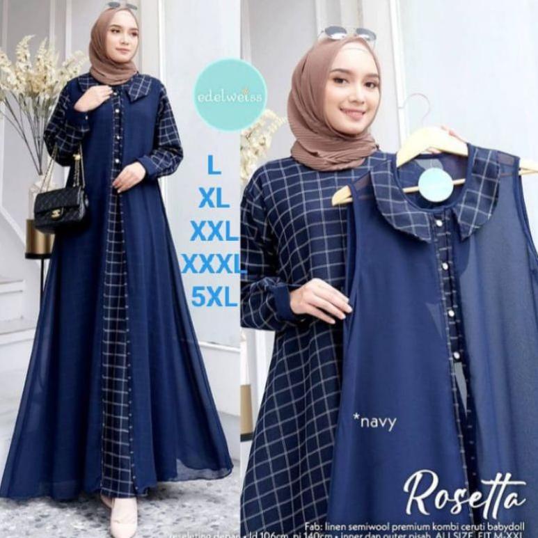 KDS.16Ja23υ • gamis jumbo 2 in 1 set outer ukuran L XL XXL 3XL 5L Ld 1 130 140 gamis set outer Roset