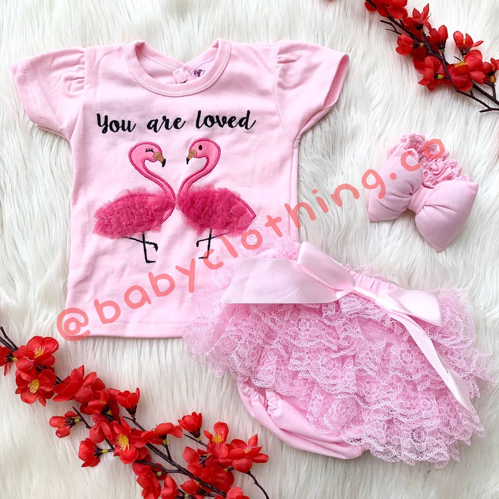 Baju setelan baju rok brukat bandana cantik fashion anak bayi cewek perempuan baby girl murah -fla