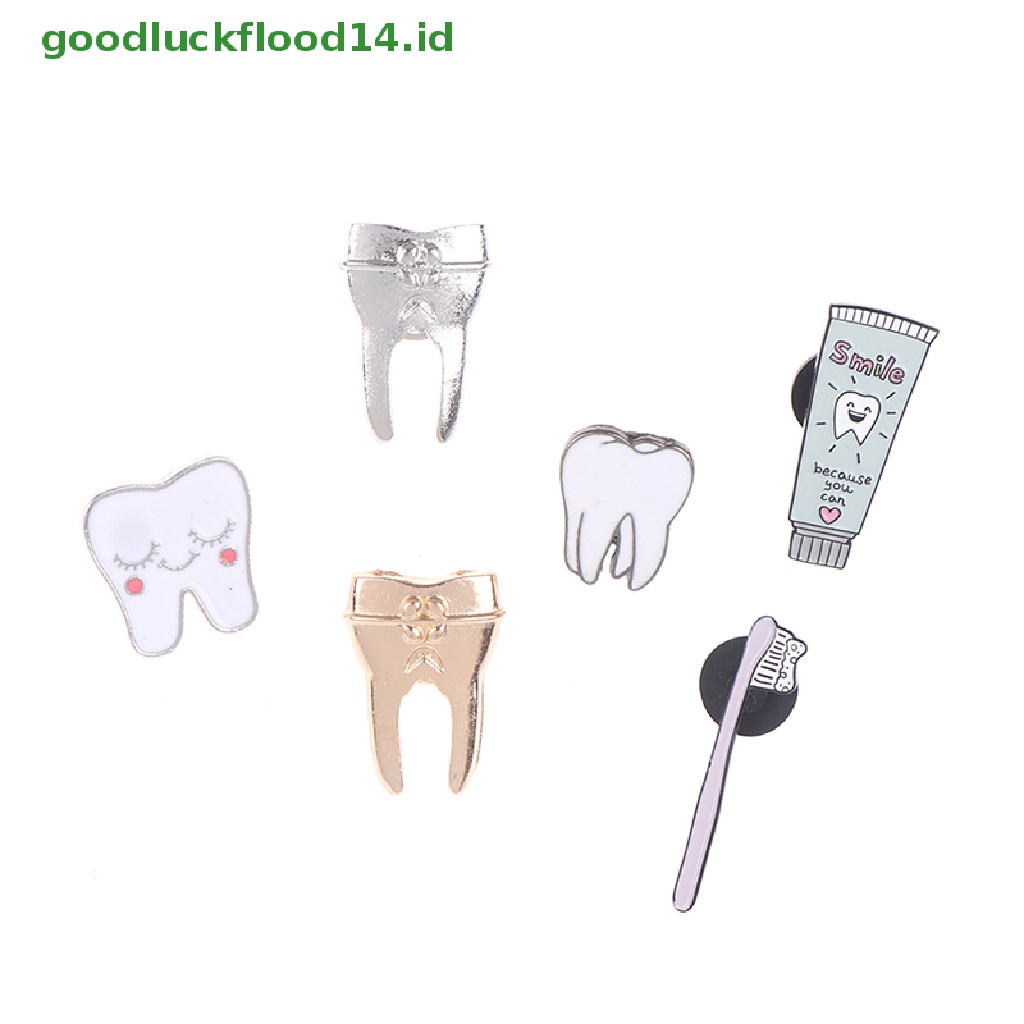 [GOOGFOUR] Gigi Logam Enamel Bros Kartun Gigi Lencana Pin Trendi Kostum Perhiasan Hadiah [TOP]