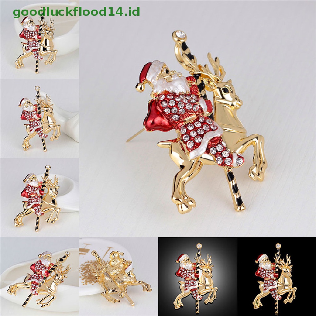 [GOOGFOUR] 1pc Indah Santa Claus Rusa Berlian Imitasi Hadiah Natal Bros Pin Kerah Korsase 1pc Fashion Santa Claus Rusa Berlian Imitasi Hadiah Natal Bros Pin Kerah Korsase 1pc Ne