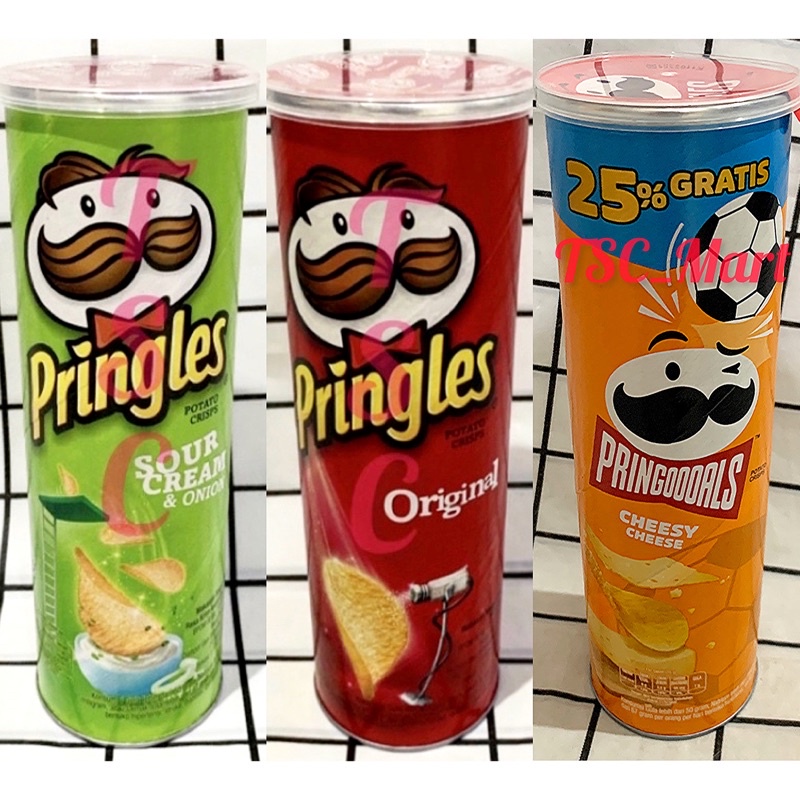 

Pringles / Sour / Cream / & / Onion / Chips 107gr / Potato / Crisp / Keripik / Kentang / Original / rasa / Snack / Cheesy / cheese / keju / asin / bawang