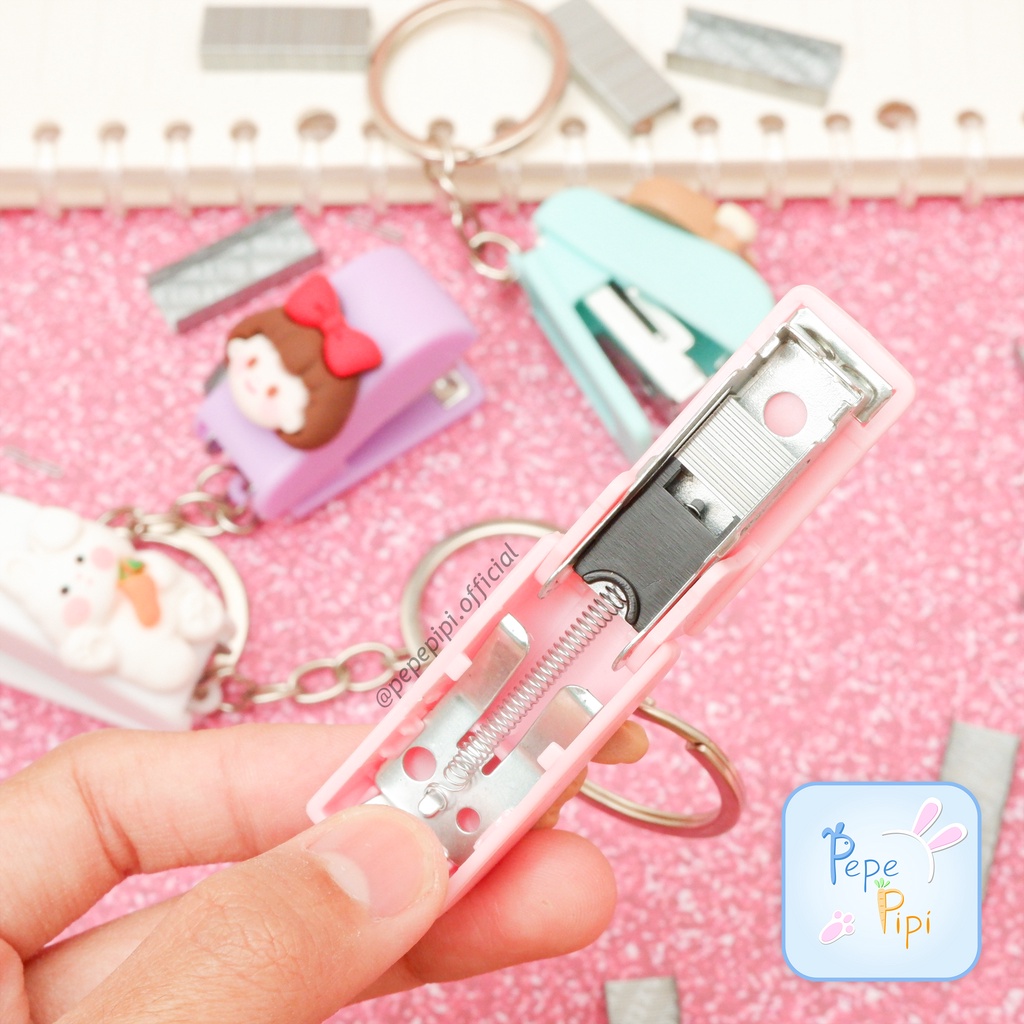 Stapler No.10 Mini Karakter Keychain Hiasan Tas karet Gantung Hiasan Aksesoris Tas pengokot cekrekan jegrekan