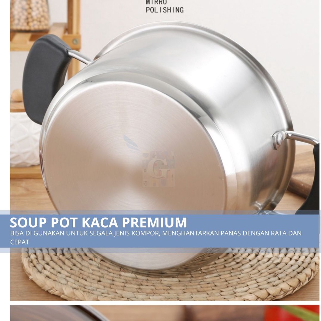 Panci Sop / Panci Sup / Soup Pot 100% Stainless Steel Premium High Quality