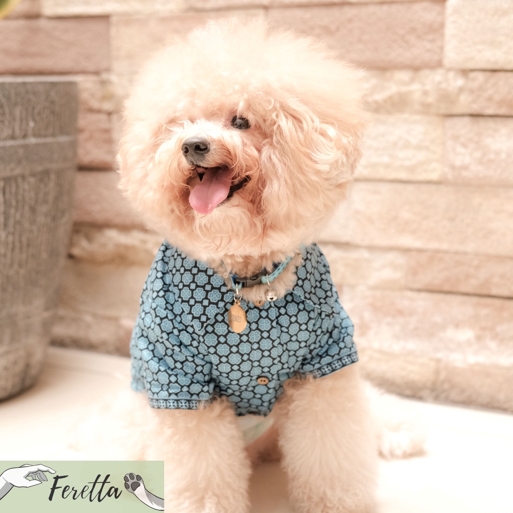 [Feretta] Milton Dark Blue Batik Shirt | Baju Doggy | Baju Anjing | Baju Doggy Kecil | Baju Anjing K