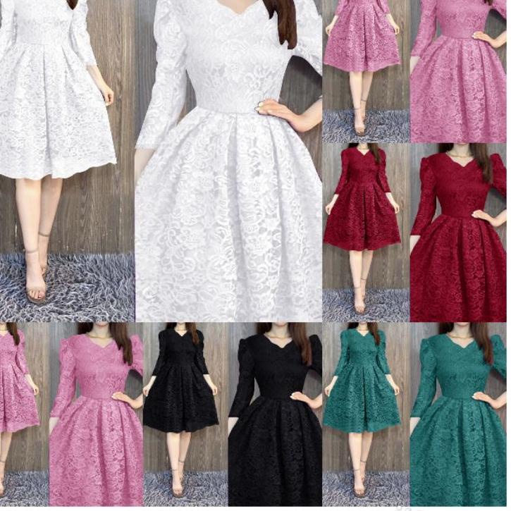 Banyak Peminat DRESS BROKAT PREMIUM MEWAH ELEGANT/ DRESS AGNES BRUKAT PESTA PUTIH / GAUN NATAL / DRE