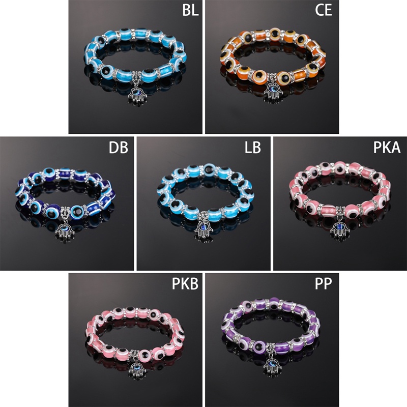 Evil Eye Glass Bead Feng Shui Gelang Seribu Mata Fuzhu Pria Dan Wanita Gelang Kekayaan Keberuntungan Perhiasan Fashion