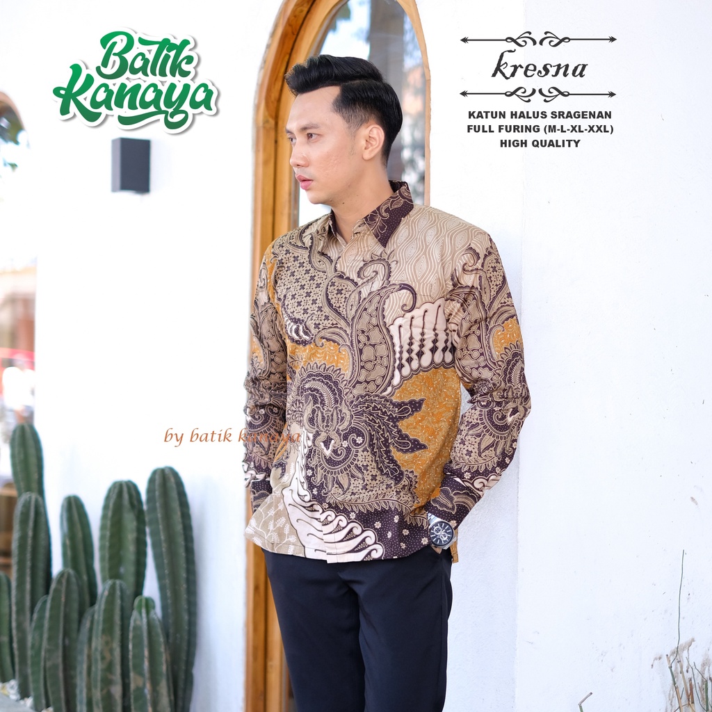 Kanaya Kemeja Batik Pria Lengan Panjang Full Furing KRESNA Asli Solo