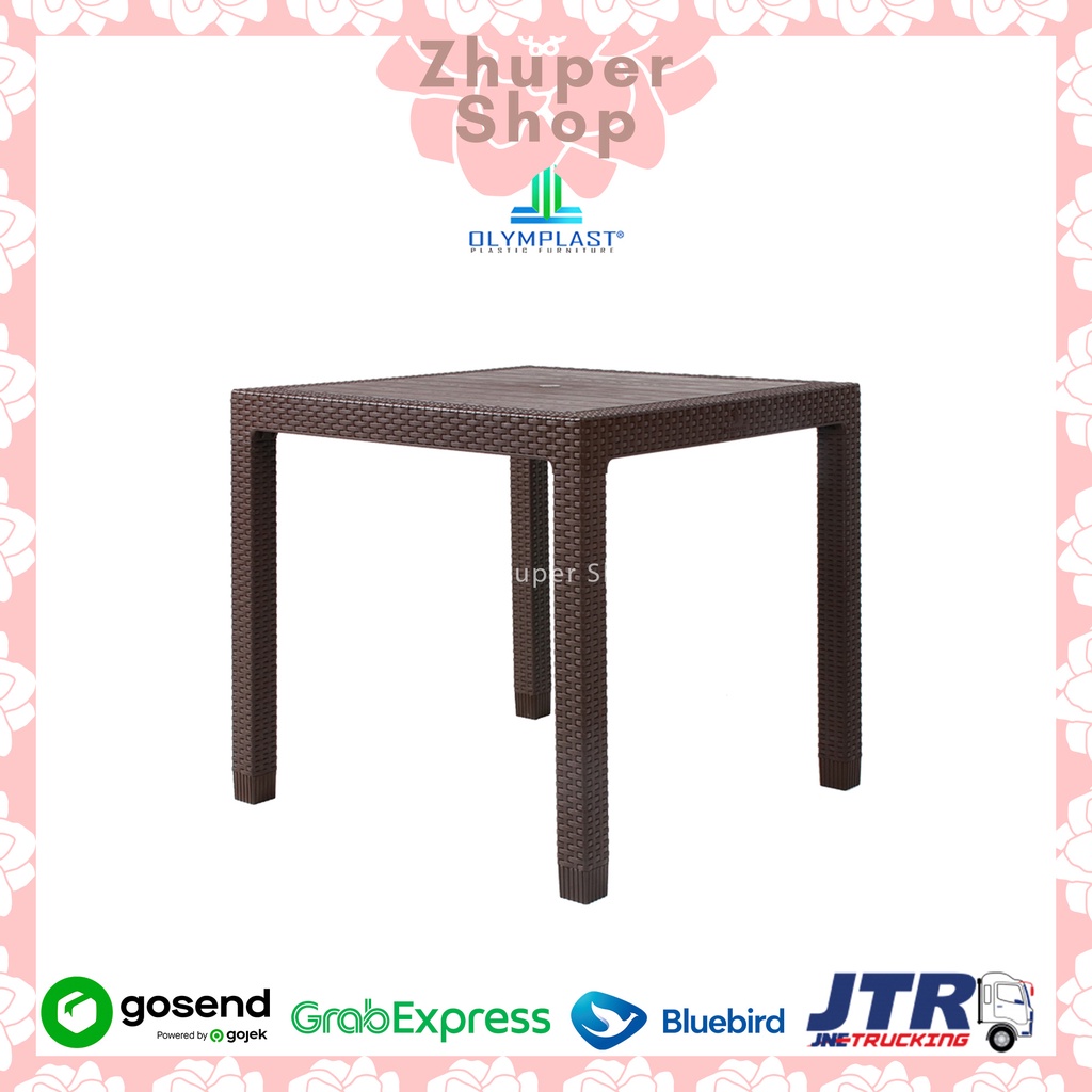 Meja Makan Plastik Olymplast Anyaman Rotan ODT 80