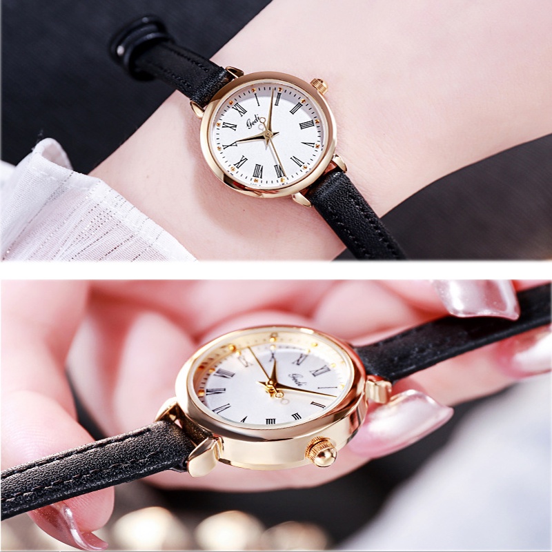 GEDI 1303 Jam Tangan Wanita Tali Kulit Original Anti Air Fashion Simple Santai Quartz Elegant Jam Tangan Cewek+Kotak Gratis