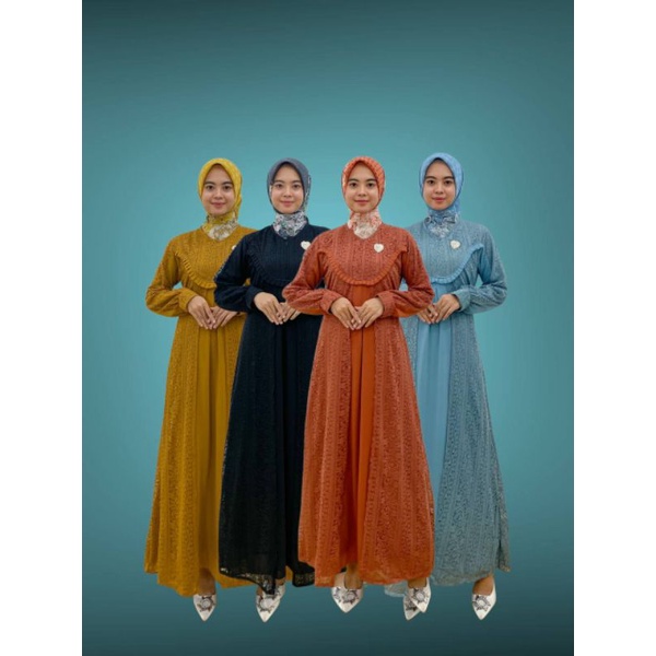 PB Prilly Busana - SHAFIRA GAMIS BRUKAT MIX CERUTY BABYDOLL PREMIUM - BAJU COUPLE MOM KIDS - SERAGAM LEBARAN - GAMIS PESTA