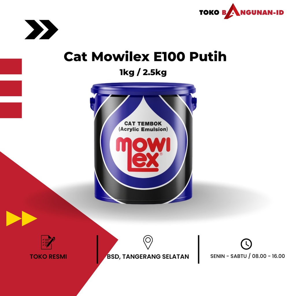 CAT TEMBOK MOWILEX ACRYLIC / WARNA PUTIH 2,5L - E-100 WHITE - Putih 1Kg