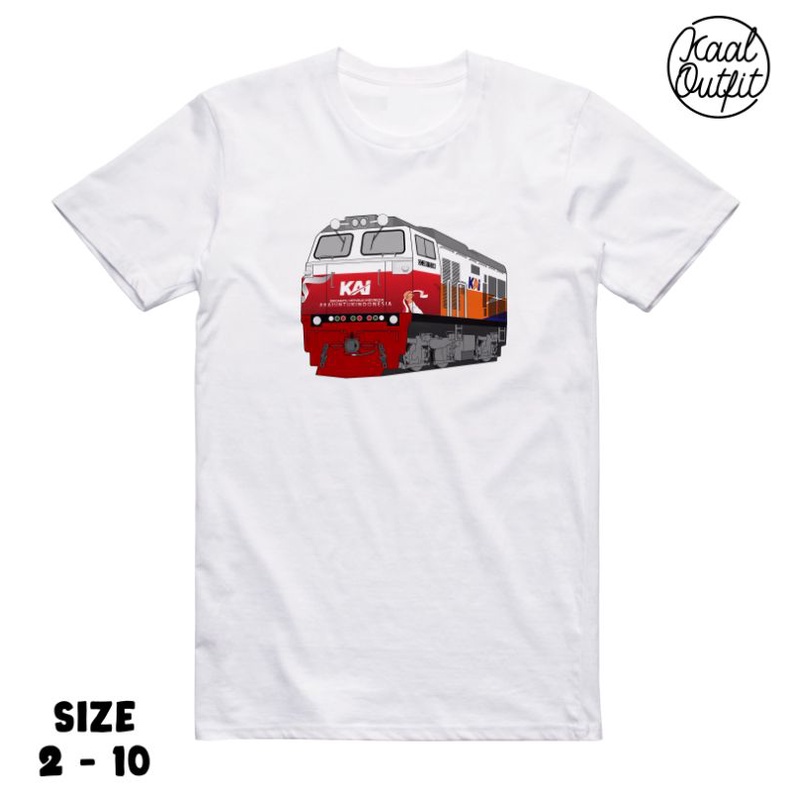 Kaos Anak Lokomotif CC206 Livery HUT RI Free Nama