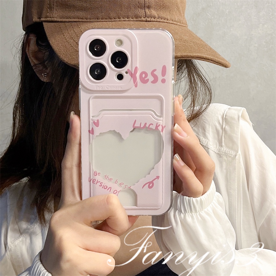 Compatible For IPhone 14 13 12 11 Pro Max X XR Xs Max 8 7 Plus SE 2020 Soft Case TPU Bening Holder Kartu Keberuntungan Untuk