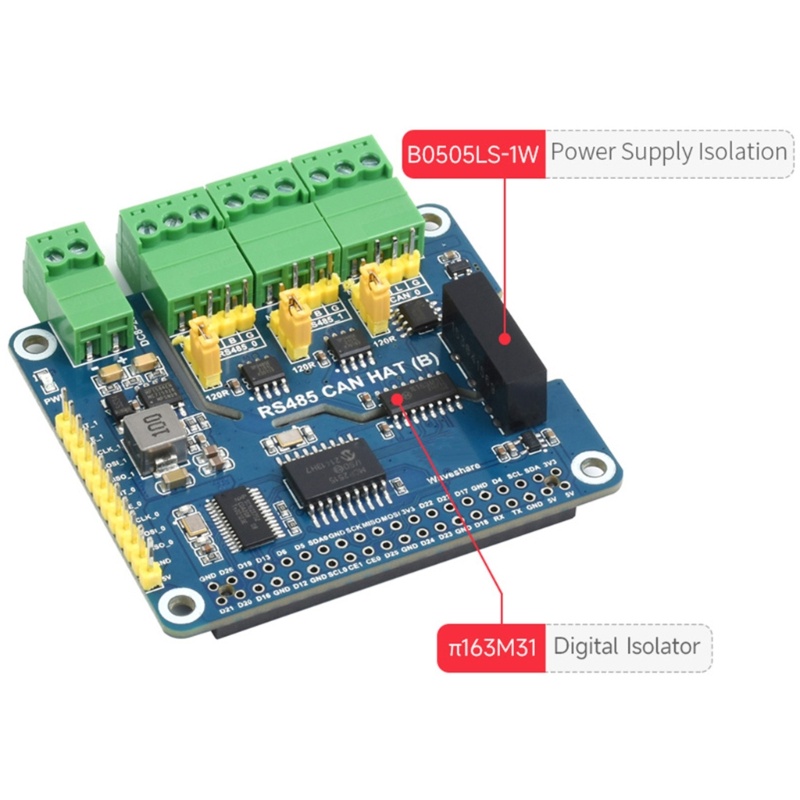 Topi zzz 2channel Isolated RS485 Ekspanding, SC16IS752+SP3485 Dual Chip Conver SPI