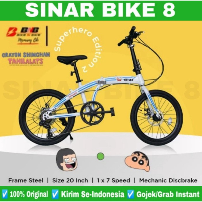 Sepeda Lipat BNB Superhero Edition 2 - Shinchan x Tahilalats Ukuran 20 Inch