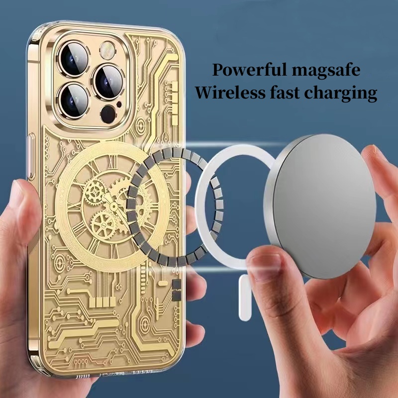 Magnetic transparent Mechanical time case for iPhone 14 Pro Max 13 Pro Max 12 Pro Max 14 13 12 14 Pro 13 Pro 12 Pro shell