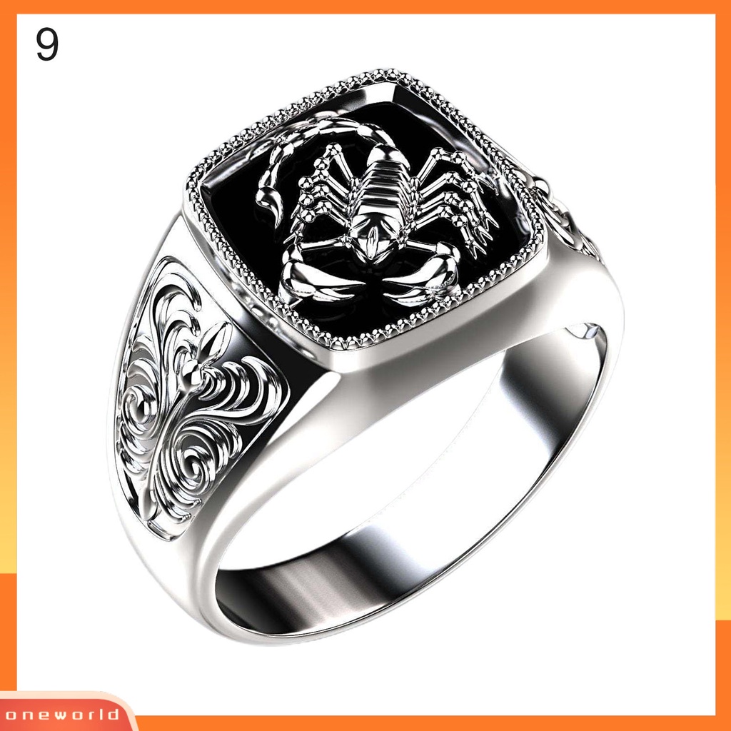 {oneworld} Kreatif Alloy Scorpio Relief Pria Cincin Perak Pernikahan Band Perhiasan Aksesori Untuk Anniversary