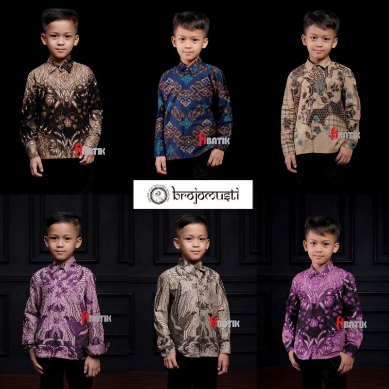 Kemeja batik anak laki-laki lengan panjang umur 2-12 tahun seragam TPA &amp; TPQ kain katun halus