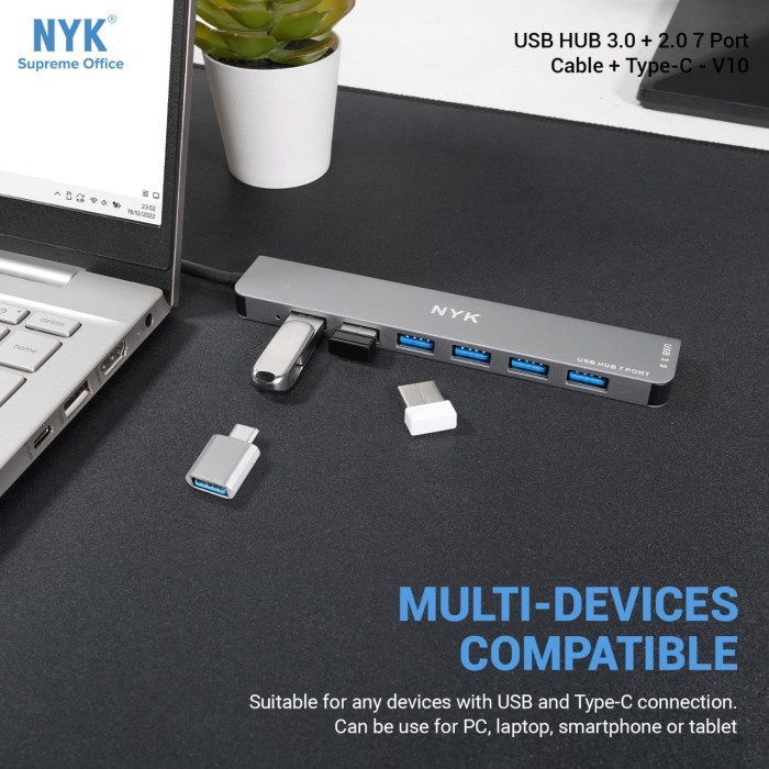 USB HUB 7 PORT NYK V10 CABLE 1 METER