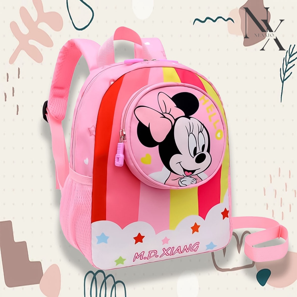 NEXXIO Tas Anak Ransel Import / Tas Ransel Punggung Karakter Anak Lucu / Cute Backpack for kids / Backpack Cewek Cowok / Tas Fashion Kids / Tas Sekolah Anak Tk / SD / TAS ANAK TREND 2022