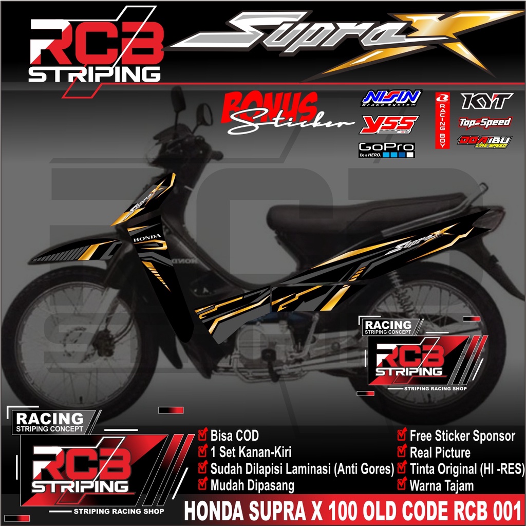Striping SUPRA X 100 OLD- Sticker Striping Variasi HONDA SUPRA X 100 OLD - Striping SUPRA RCB 001