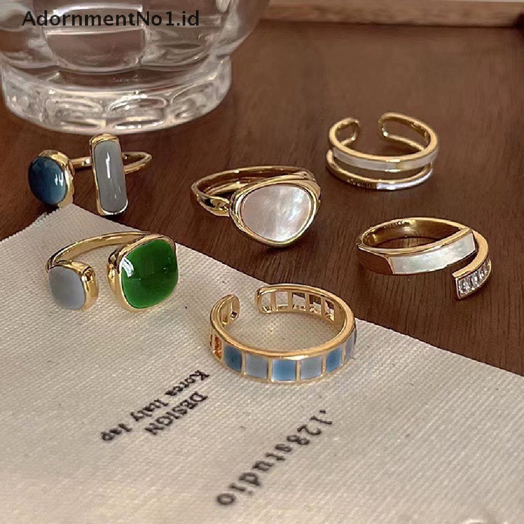 [AdornmentNo1] Vintage Colorful Drip Glaze Open Rings Untuk Wanita Desain Baru Temperamen Logam Lingkaran Geometris Aksesoris Perhiasan [ID]