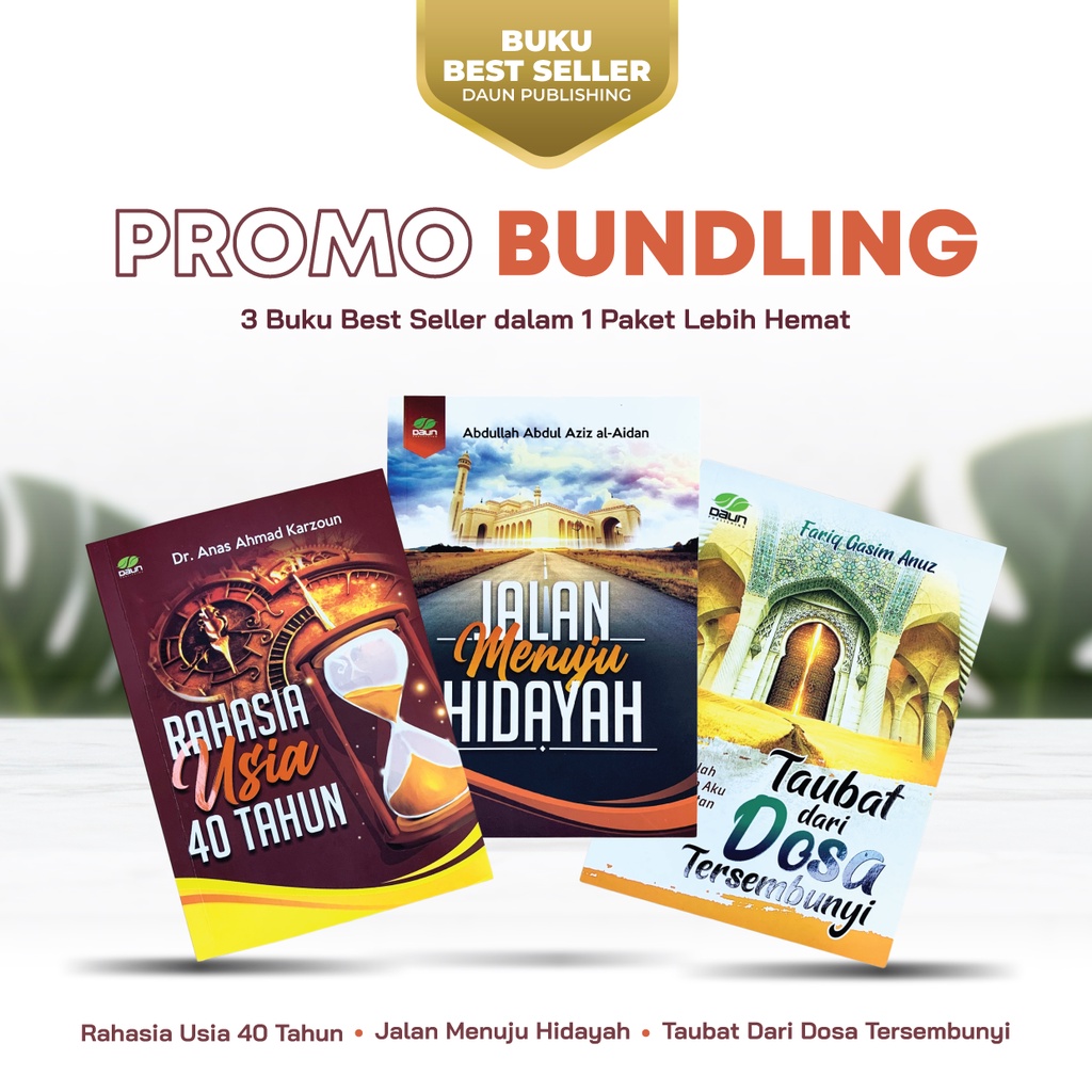 Paket Buku Jalan Menuju Hidayah - Rahasia Usia 40 Tahun - Taubat Dari Dosa Tersembunyi - 3 buku Promo Best Seller - Daun Publishing